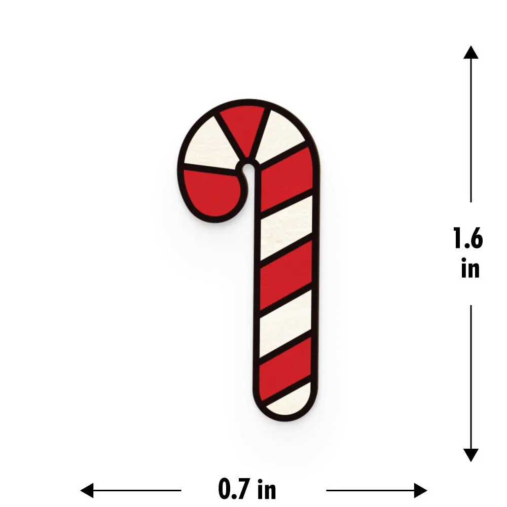 Candy Cane Hand Painted Wooden Pin