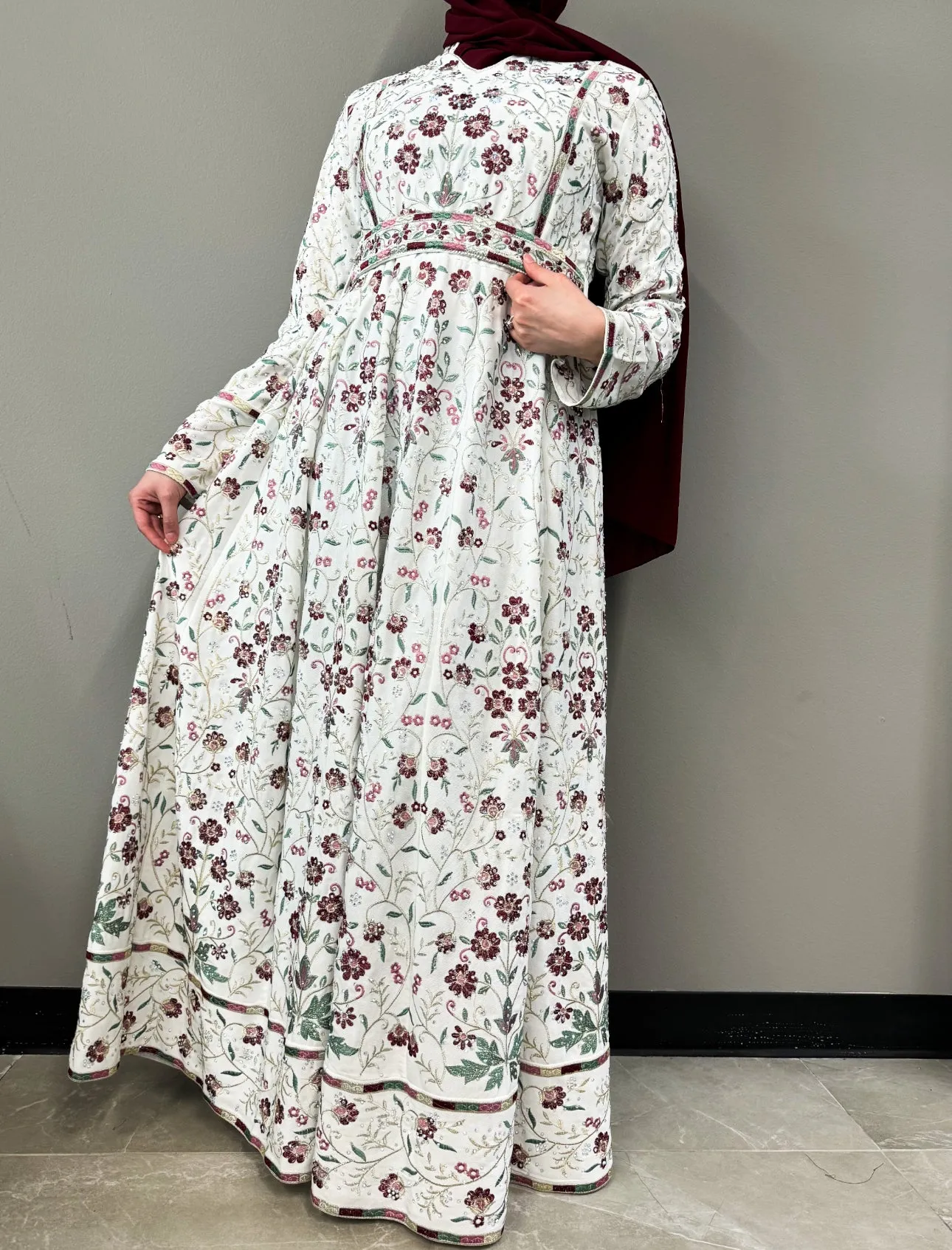 Floral Elegance Dress - White