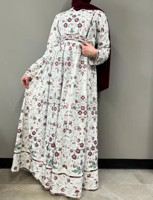 Floral Elegance Dress - White