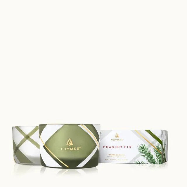 Frosted Plaid Poured Candle Set