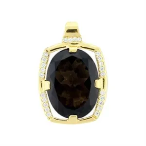 Gold 925 Sterling Silver Pendant with AAA Grade CZ in Smoky Topaz for Women Smoky Topaz Stone Color Style LOA373