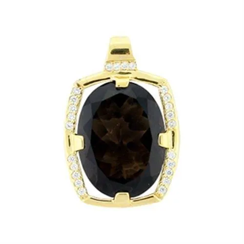 Gold 925 Sterling Silver Pendant with AAA Grade CZ in Smoky Topaz for Women Smoky Topaz Stone Color Style LOA373