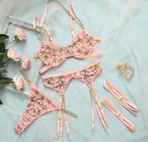 Lingerie Garter Set Embroidered
