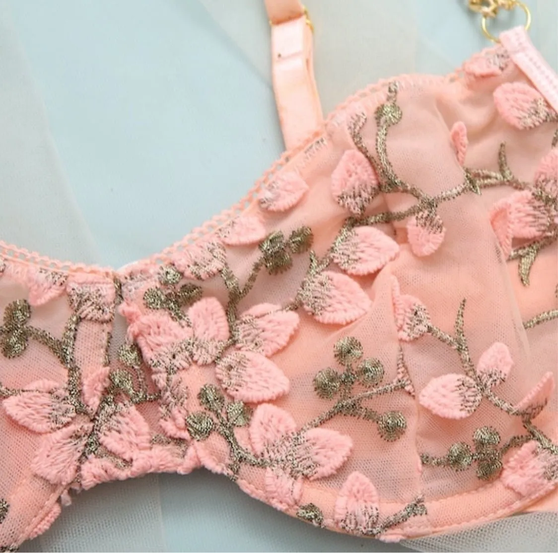 Lingerie Garter Set Embroidered