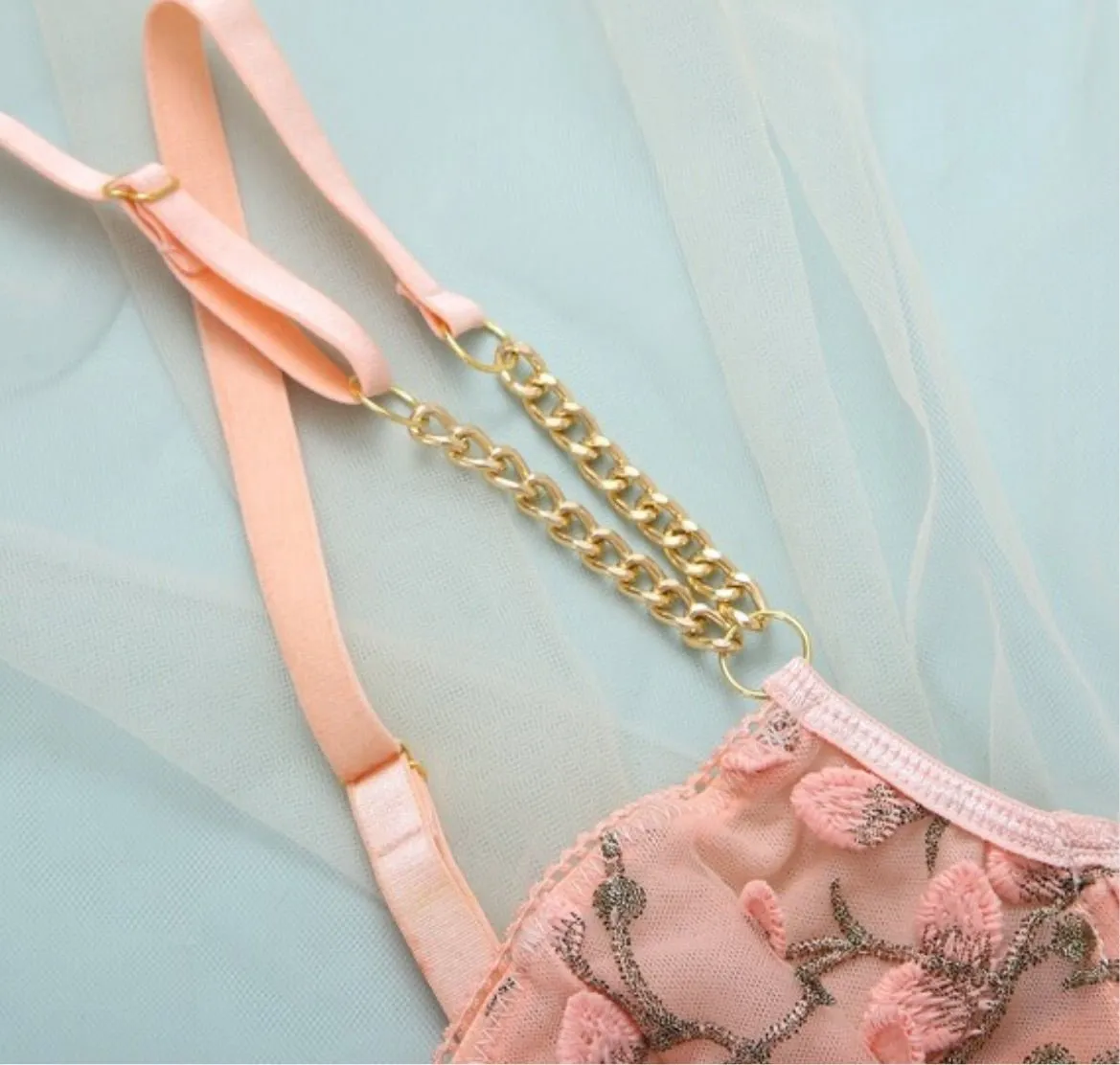 Lingerie Garter Set Embroidered