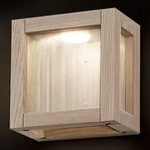 Modern wall downlighter in natural or white oak