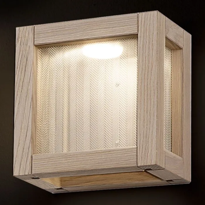 Modern wall downlighter in natural or white oak