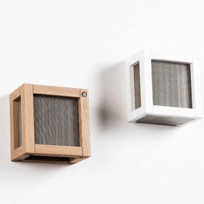 Modern wall downlighter in natural or white oak