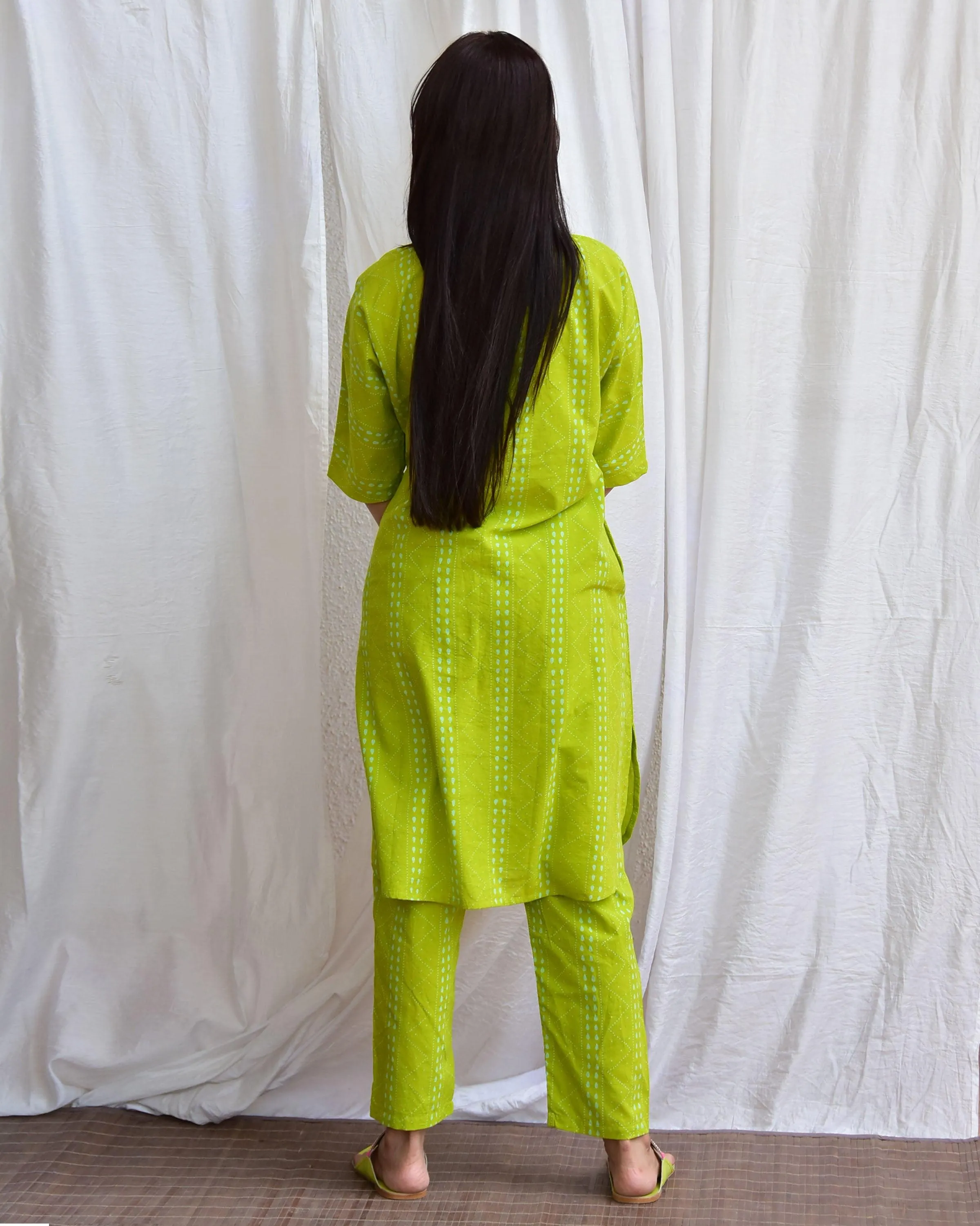 Mossy Meadows Handblockprinted Cotton Kurta Set Of 2-Sor