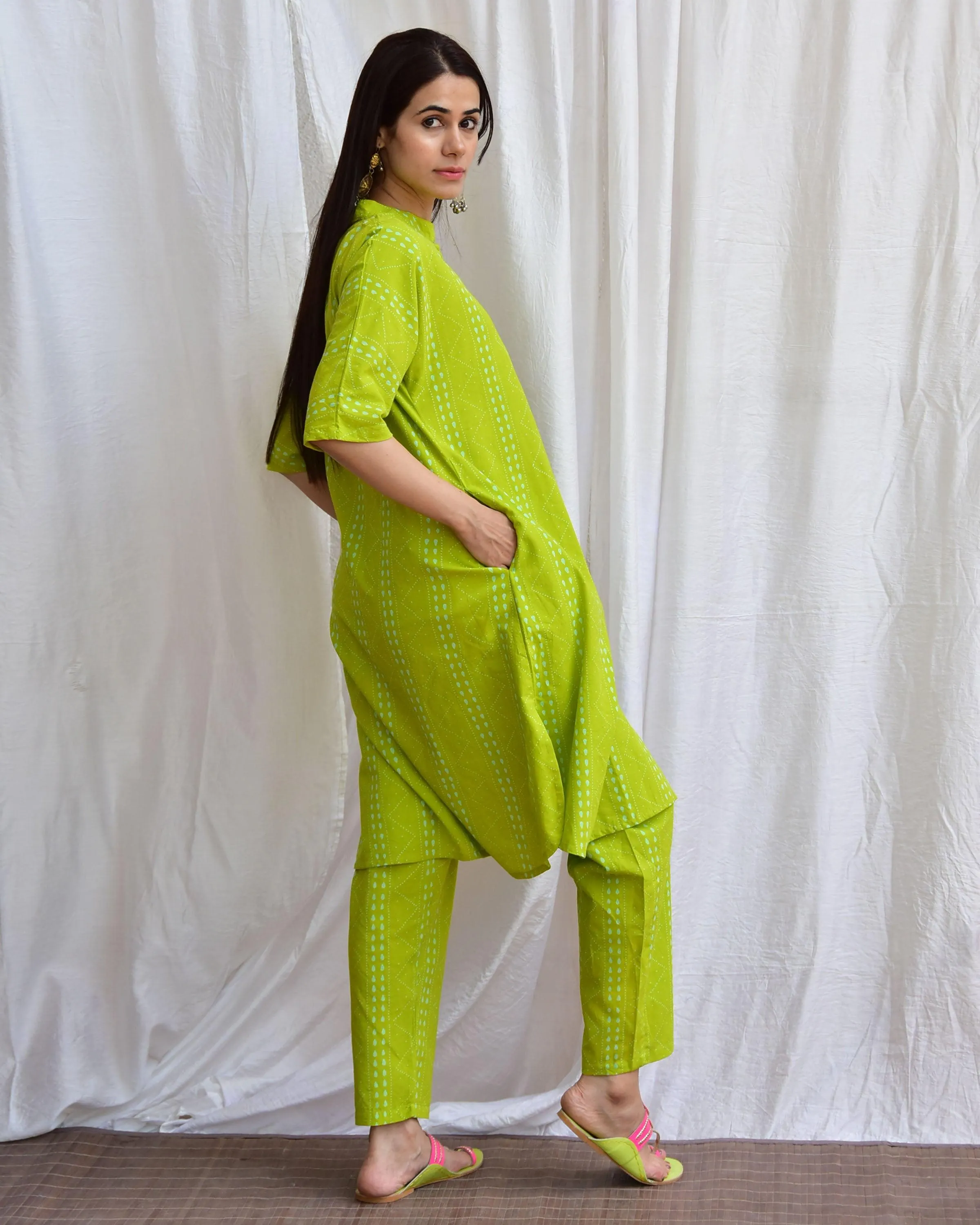 Mossy Meadows Handblockprinted Cotton Kurta Set Of 2-Sor