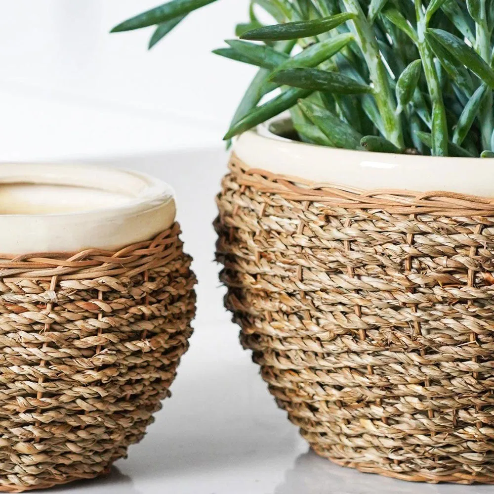 Seagrass Pot Cover Natural Nested set of 2