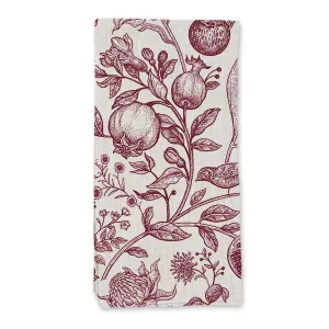 Single Napkin  -  French Red Flowers, Birds and Fruits