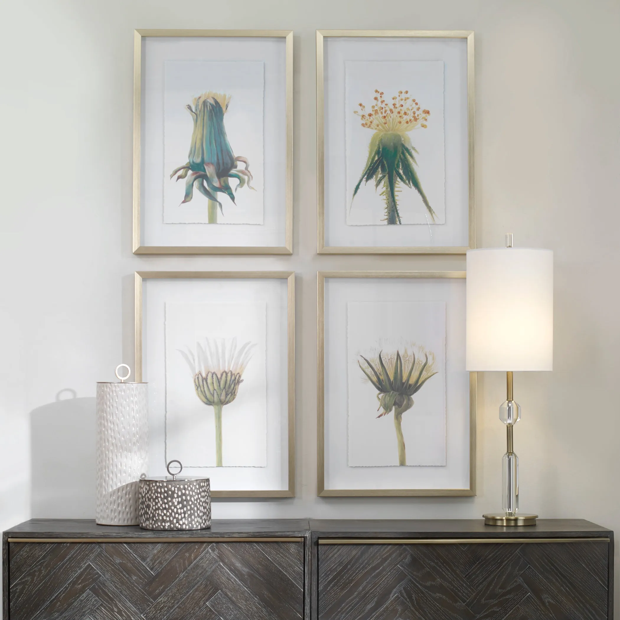 Wildflowers Gold Framed Prints, S/4