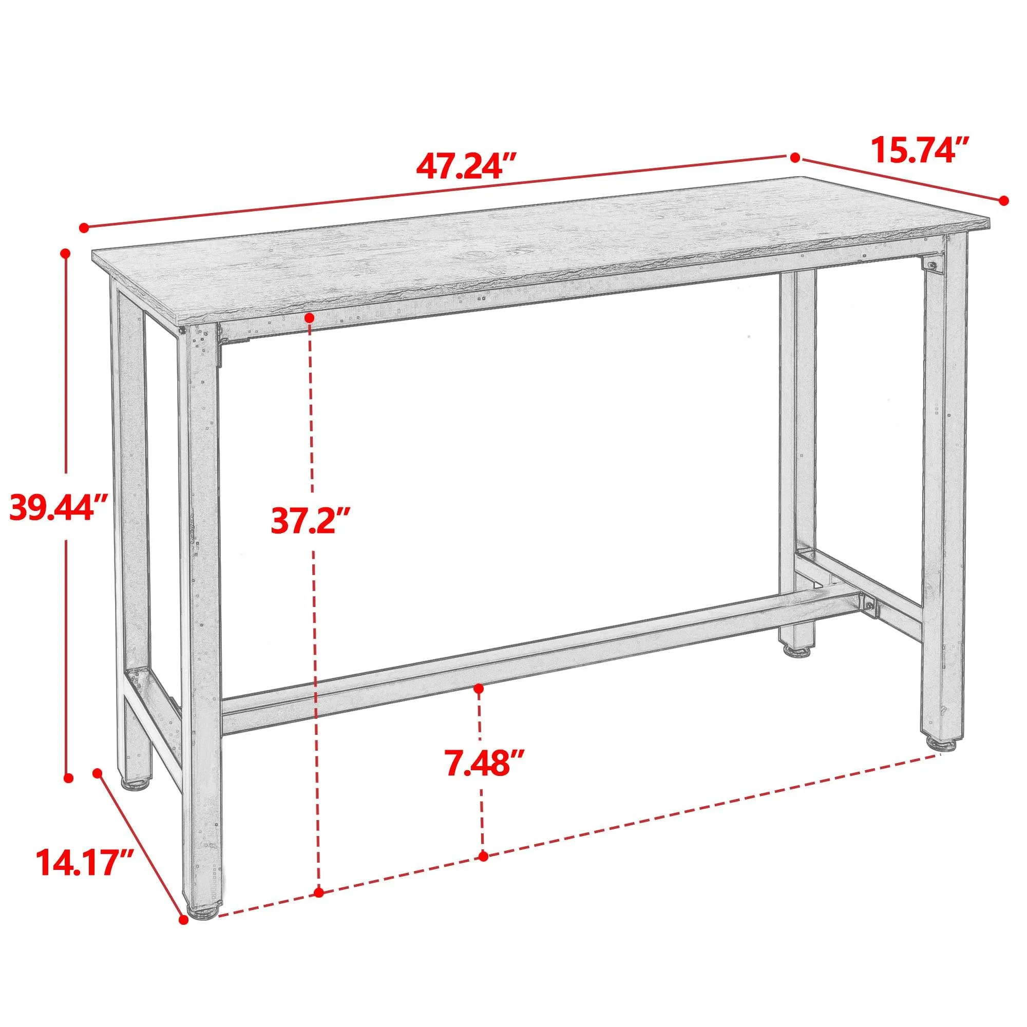 ZENY™ 47.2” Rectangle Narrow Counter Height Dining Coffee Table for Kitchen Dining Room